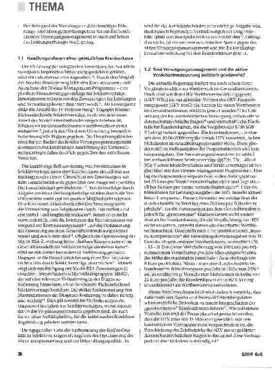 Vorschauseite 2: Versorgungsmanagement-Pauschale als Grundlage für die Weiterentwicklung des Gesundheitssystems