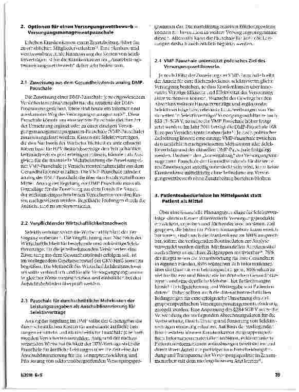 Vorschauseite 3: Versorgungsmanagement-Pauschale als Grundlage für die Weiterentwicklung des Gesundheitssystems