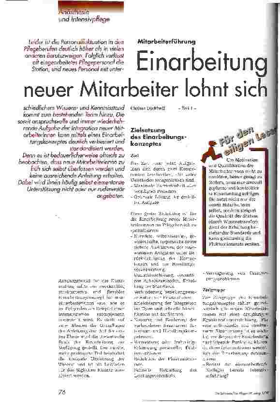 Vorschauseite 1: Einarbeitung neuer Mitarbeiter lohnt sich Teil 1