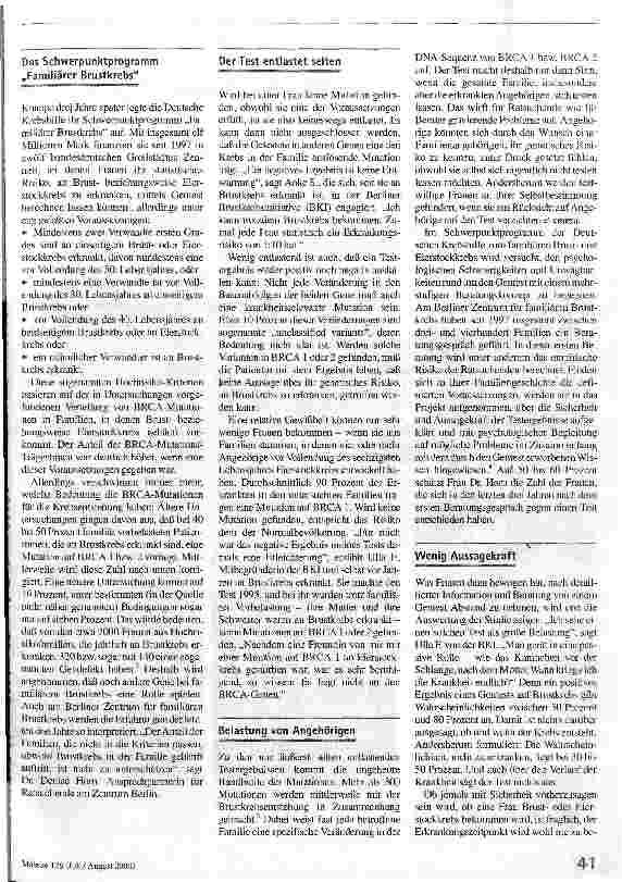 Vorschauseite 2: Warten auf die Krankheit Gentests und Brustkrebs