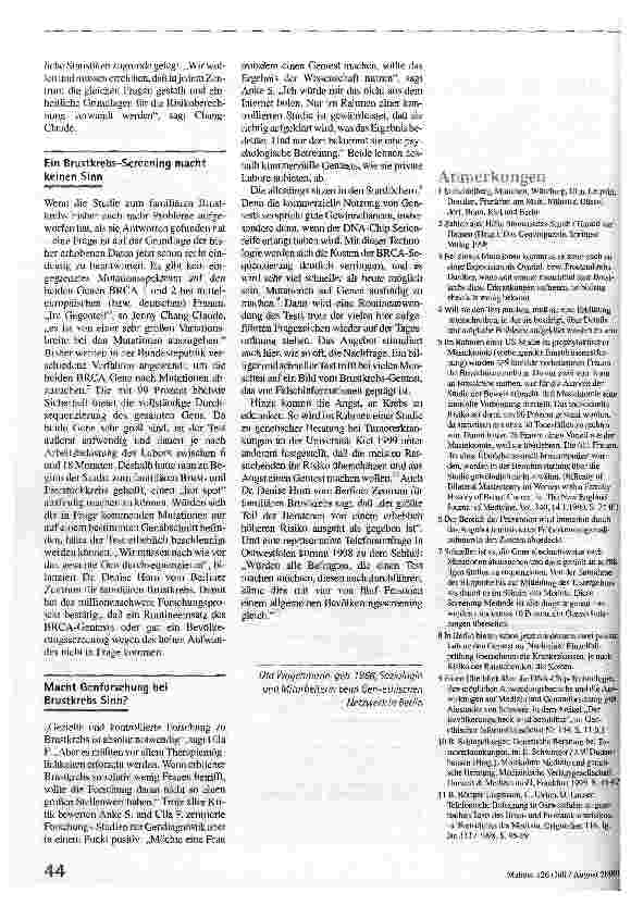 Vorschauseite 4: Warten auf die Krankheit Gentests und Brustkrebs