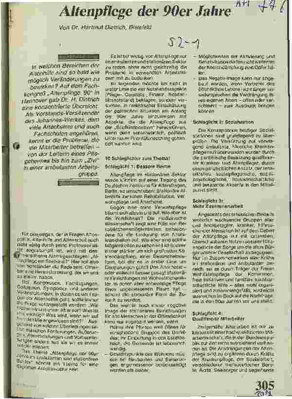 Vorschauseite 1: Altenpflege der 90er Jahre