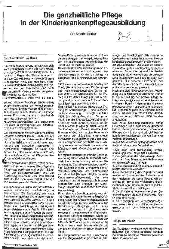 Vorschauseite 1: Die ganzheitliche Plfege in der Kinderkrankenpflegeausbildung