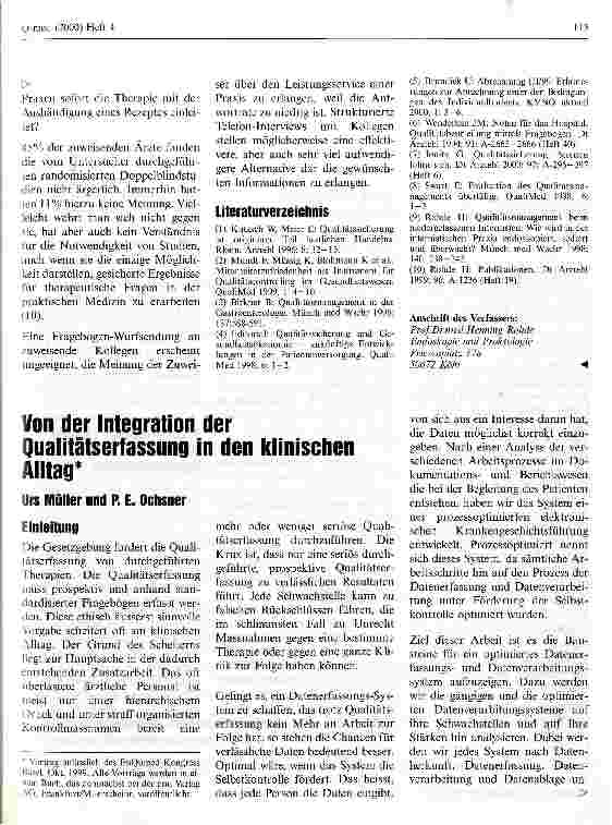 Vorschauseite 4: Qualitätsmanagement beim niedergelassenen Arzt Wie nützlich ist eine Fragebogen-Aktion bei zuweisenden Kollegen?