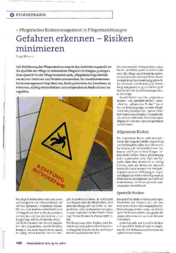 Vorschauseite 1: Gefahren erkennen - Risiken minimieren