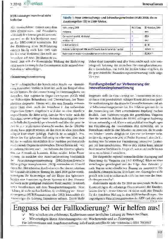 Vorschauseite 5: Innovationsfinanzierung im G-DRG-System