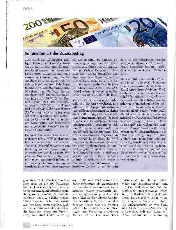 Vorschauseite 3: Zusatzstreit um Zusatzbeitrag
