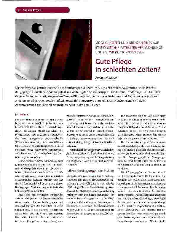 Vorschauseite 1: Gute Pflege in schlechten Zeiten?