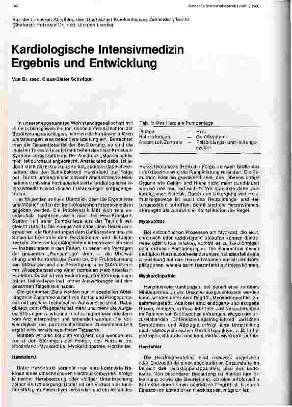 Vorschauseite 1: Kardiologische Intensivmedizin - Ergebnis und Entwicklung