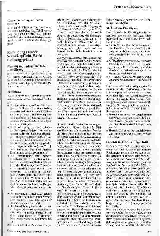 Vorschauseite 4: Die Schweigepflicht des Krankenpflegepersonals