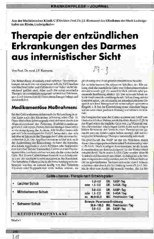 Vorschauseite 1: Therapie der entzündlichen Erkrankungen des Darmes aus internistischer Sicht