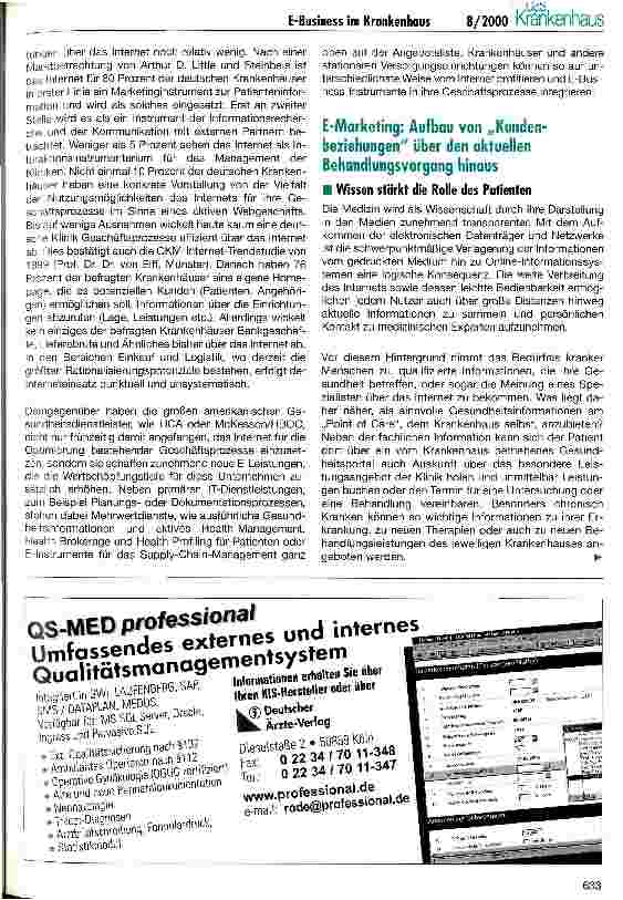Vorschauseite 3: E or Out im Krankenhaussektor? E-Business als Antriebsfaktor des wirtschaftlichen Erfolgs
