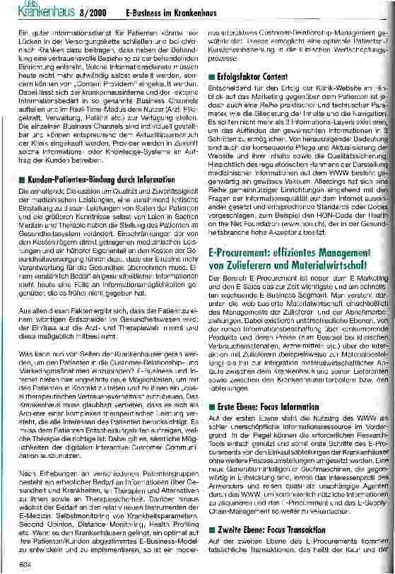 Vorschauseite 4: E or Out im Krankenhaussektor? E-Business als Antriebsfaktor des wirtschaftlichen Erfolgs