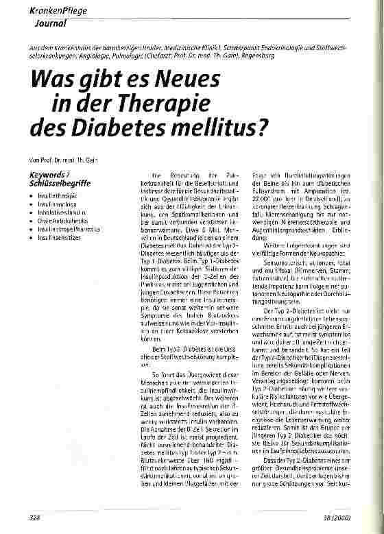 Vorschauseite 1: Was gibt es Neues in der Therapie des Diabetes mellitus?