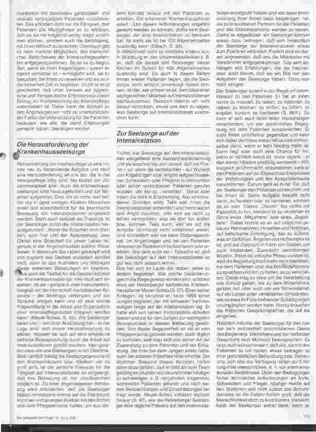 Vorschauseite 2: Psychologische Aspekte in der Intensivpflege - Teil 2 (Schluß) Intensivpflege aus der Sicht eines evangelischen Seelsorgers
