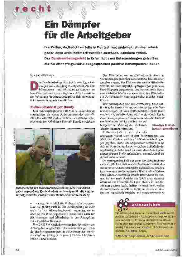 Vorschauseite 1: Ein Dämpfer für die Arbeitgeber