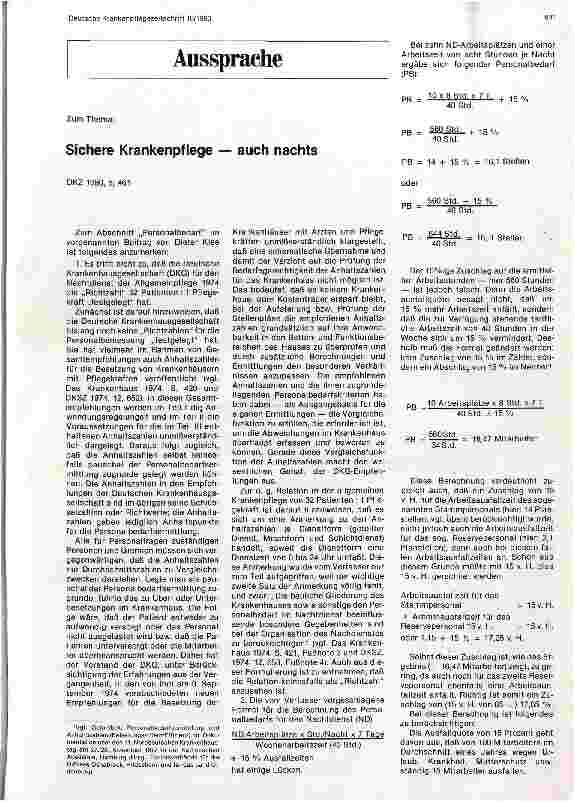 Vorschauseite 1: Zum Thema sichere Krankenpflege auch Nachts