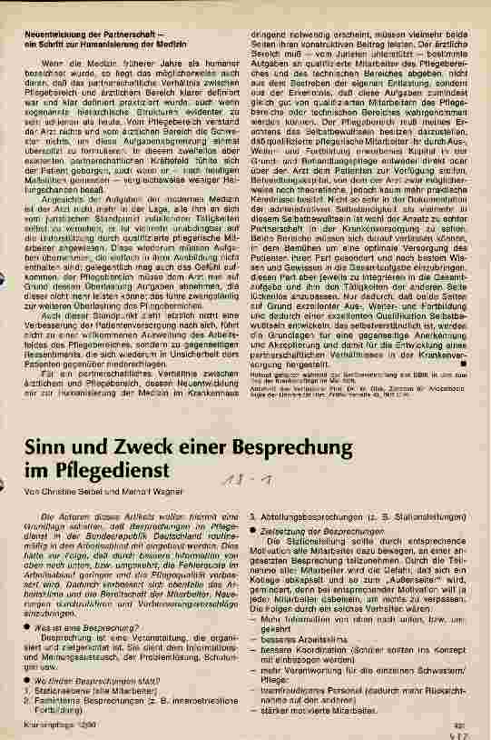 Vorschauseite 1: Sinn und Zweck einer Besprechung im Pflegedienst