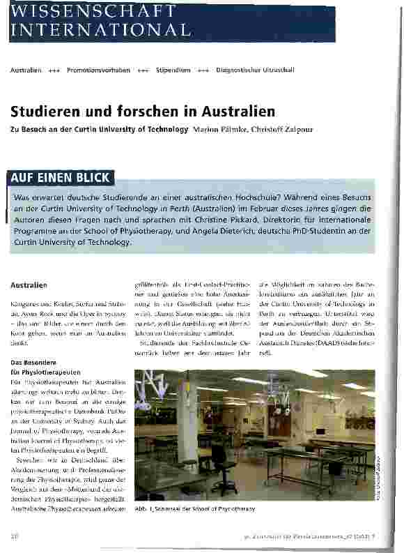 Vorschauseite 1: Studieren und forschen in Australien