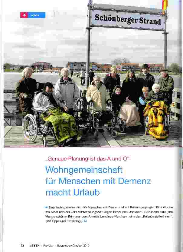 Vorschauseite 1: Genaue Planung ist das A und O Wohngemeinschaft für Menschen mit Demenz macht Urlaub