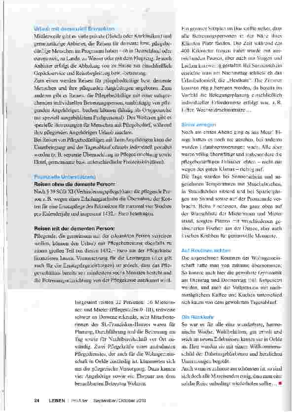Vorschauseite 3: Genaue Planung ist das A und O Wohngemeinschaft für Menschen mit Demenz macht Urlaub