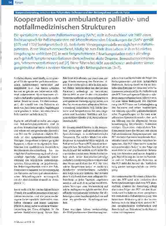 Vorschauseite 1: Kooperation von ambulanten palliativund notfallmedizinischen Strukturen