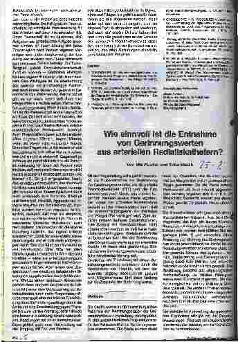 Vorschauseite 1: Wie sinnvoll ist die Entnahme von Gerinnungswerten aus arteriellen Radialiskathetern?