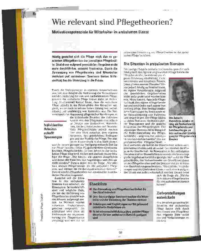 Vorschauseite 1: Wie relevant sind Pflegetheorien? Motivatinspotenziale für Mitarbeiter im ambulanten Dienst