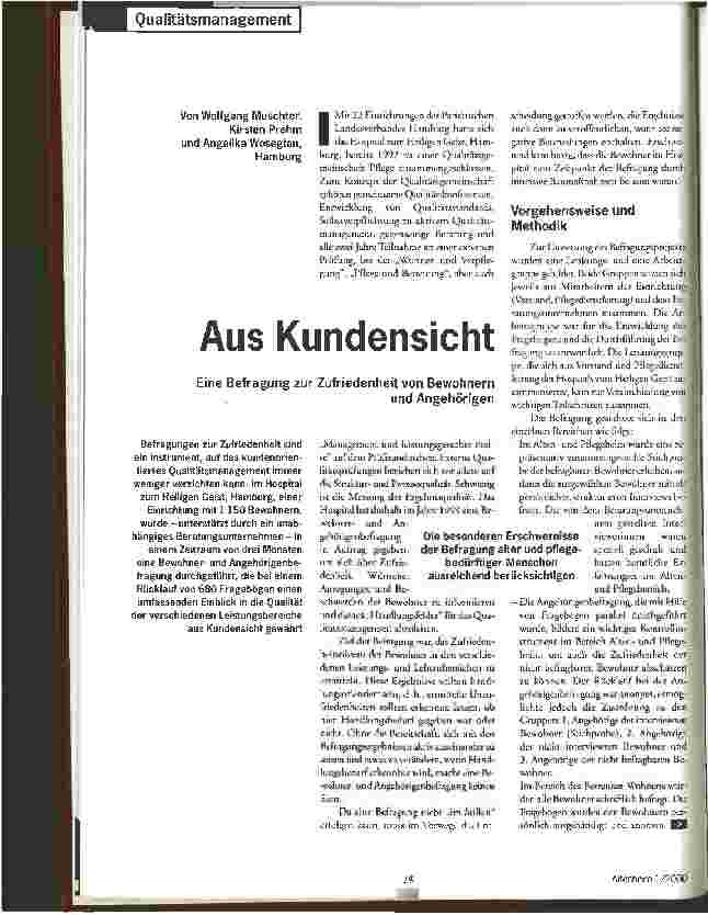 Vorschauseite 1: Aus Kundensicht Eine Befragung von Bewohnern und Angehörigen