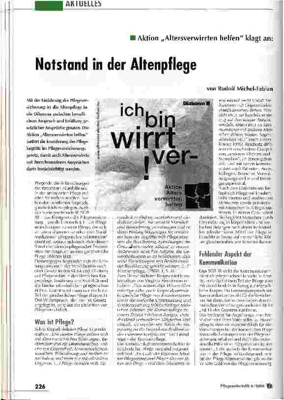 Vorschauseite 1: Notstand in der Altenpflege