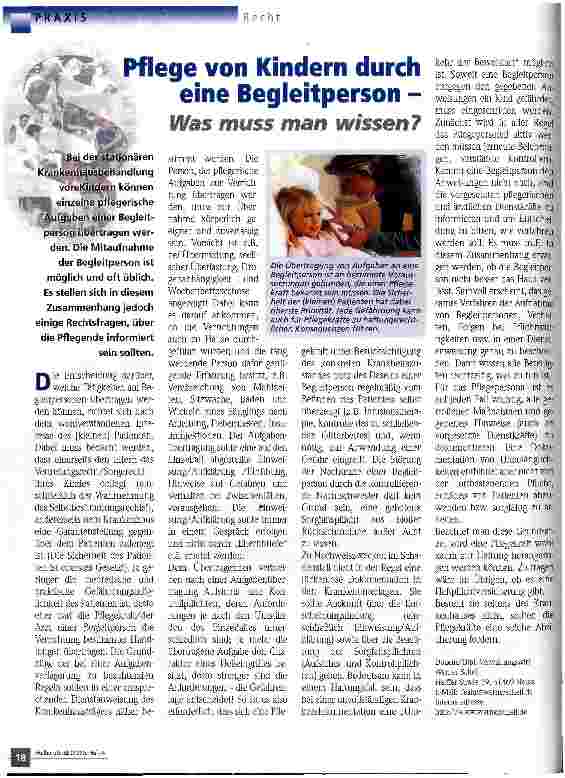 Vorschauseite 1: Pflege von Kindern durch eine Begleitperson - Was muß man wissen?