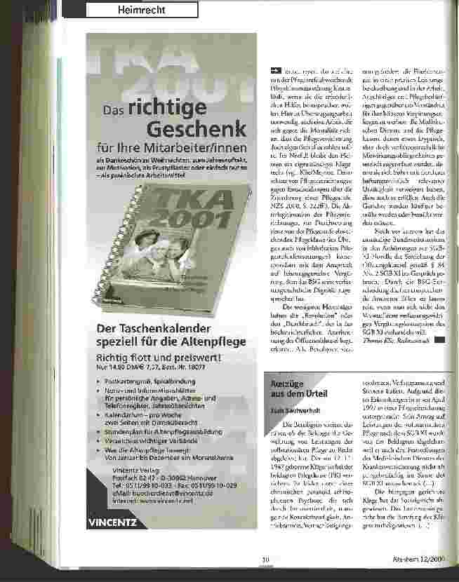 Vorschauseite 2: Das Urteil Pflegeklasse nicht deckungsgleich mit Pflegestufe