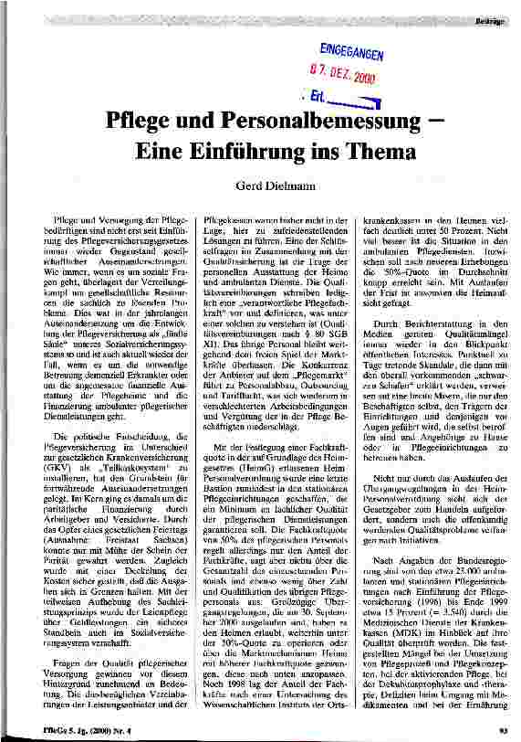 Vorschauseite 1: Pflege und Personalbemessung - Eine Einführung ins Thema