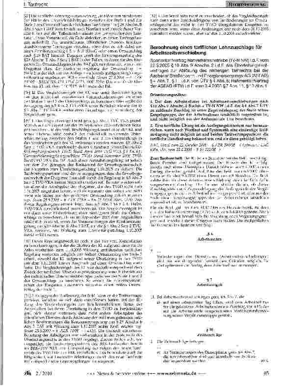 Vorschauseite 1: Berechnung eines tariflichen Lohnzuschlags für Arbeitszeitverschiebung