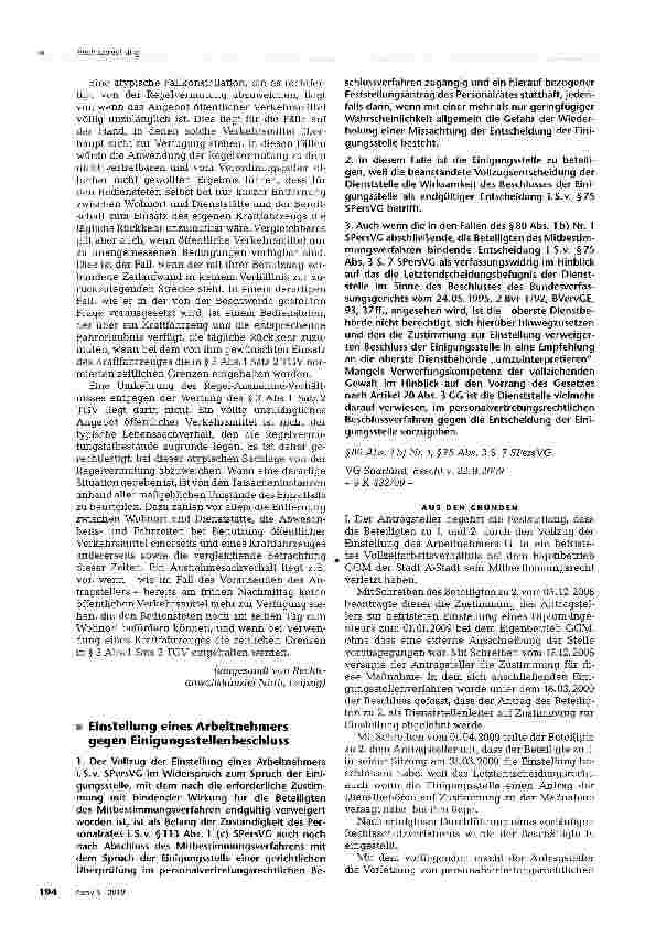 Vorschauseite 1: Einstellung eines Arbeitnehmers gegen Einigungsstellenbeschluss