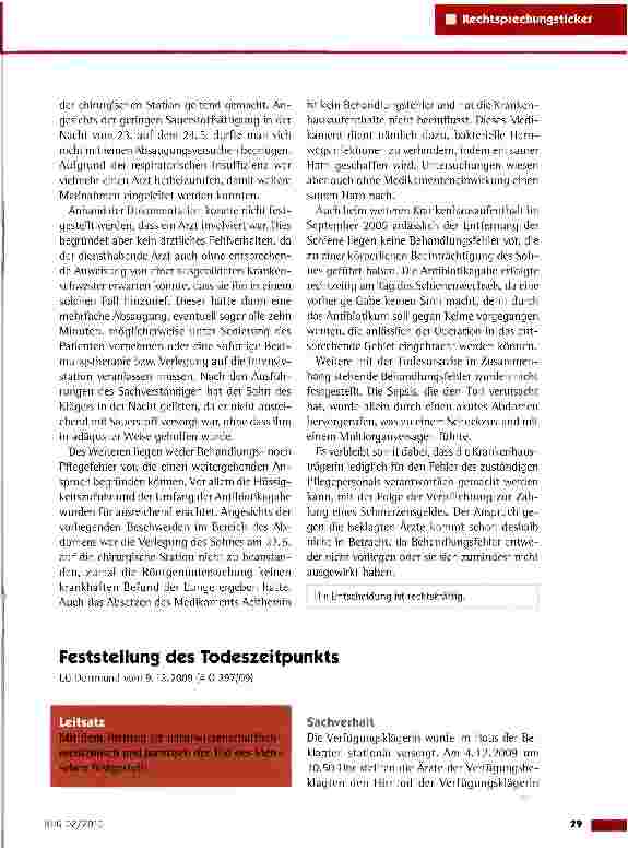 Vorschauseite 1: Feststellung des Todeszeitpunkts
