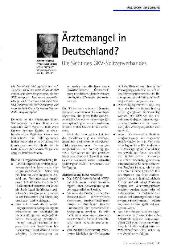 Vorschauseite 1: Ärztemangel in Deutschland?