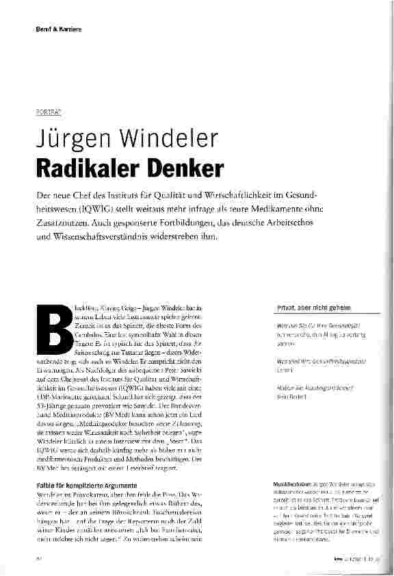 Vorschauseite 1: Jürgen Windeler Radikaler Denker