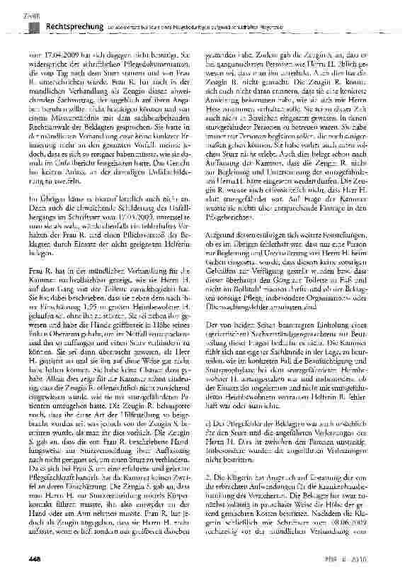 Vorschauseite 5: Schadensersatz bei Sturz eines Pflegebedürftigen aufgrund schuldhafter Pflegefehler