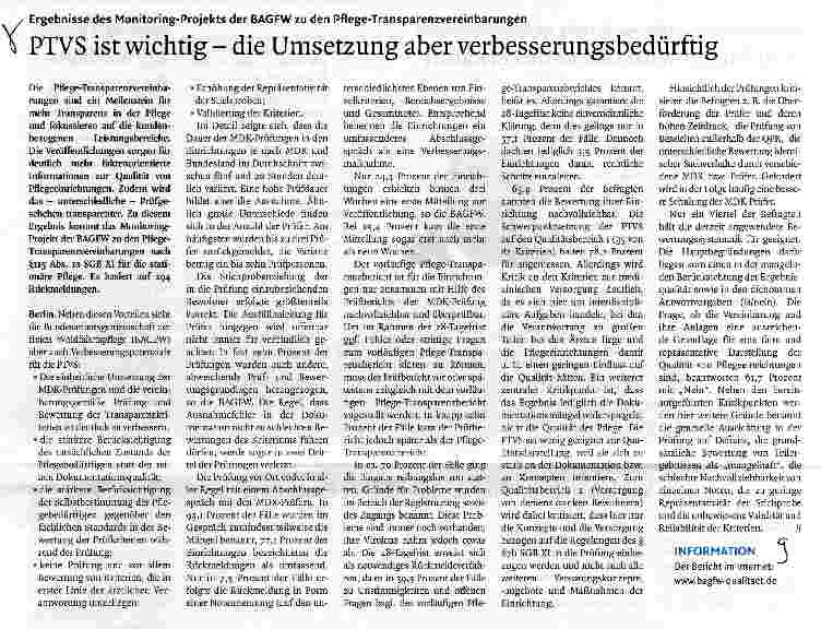Vorschauseite 1: PTVS ist wichtig - die Umsetzung aber verbesserungsbedürftig
