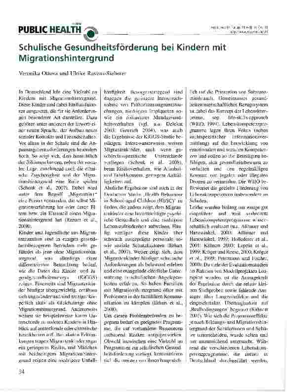 Vorschauseite 1: Schulische Gesundheitsförderung bei Kindern mit Migrationshintergrund