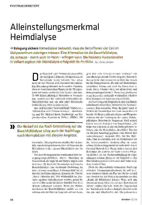 Vorschauseite 1: Alleinstellungsmerkmal Heimdialyse