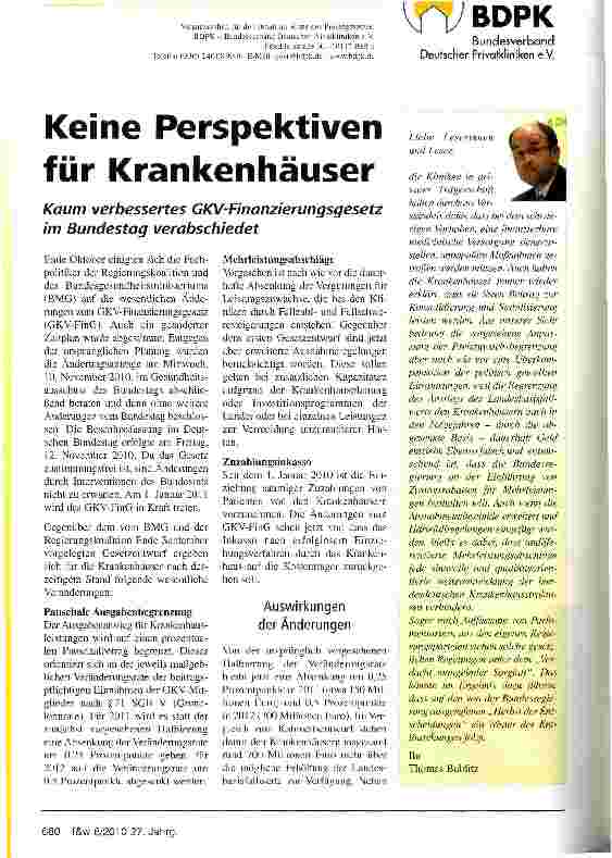 Vorschauseite 1: Keine Perspektiven für Krankenhäuser
