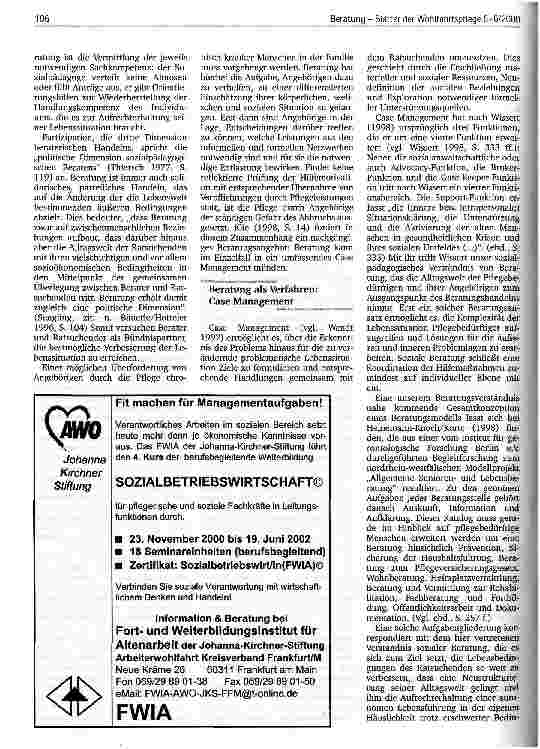 Vorschauseite 3: Beratung als Hilfe Kritische Anmerkungen zu einem reduzierten Verständnis sozialer Beratung - Beispiel Pflegeversicherungsgesetz