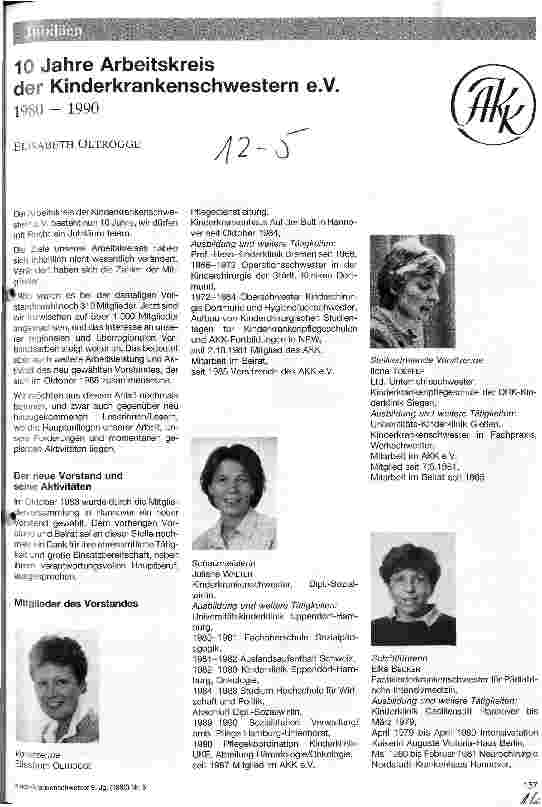 Vorschauseite 1: 10 Jahre Arbeitskreis der Kinderkrankenschwestern e.V.