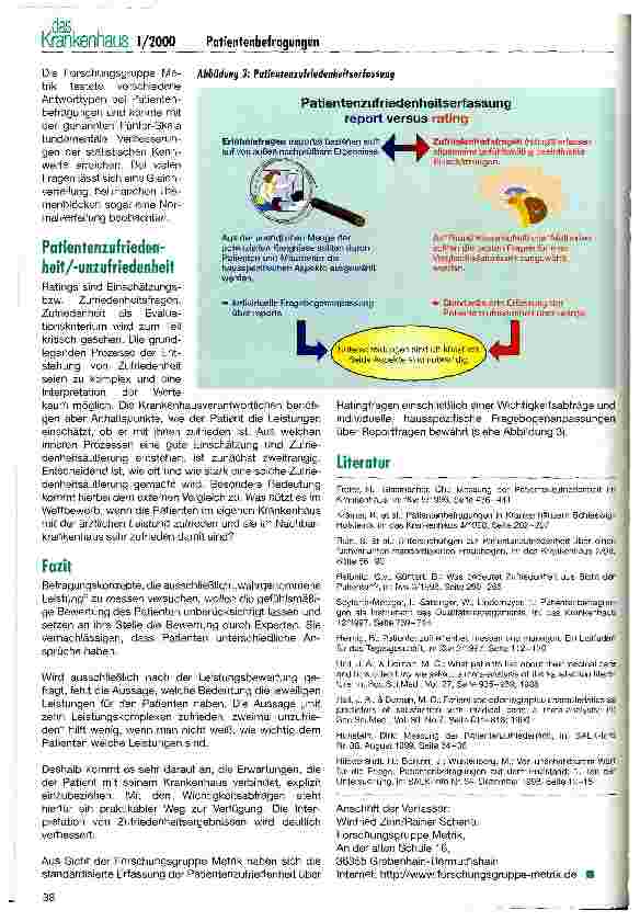 Vorschauseite 3: Patientenbefragung in Krankenhäusern