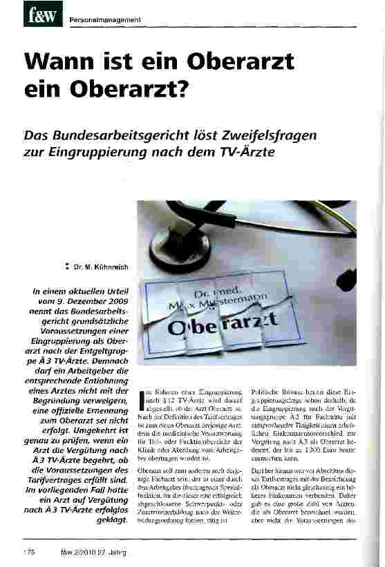Vorschauseite 1: Wann ist ein Oberarzt ein Oberarzt?