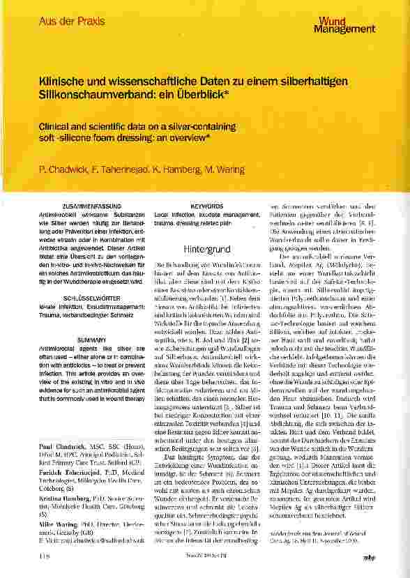 Vorschauseite 1: Klinische und wissenschaftliche Daten zu einem silberhaltigen Silikonschaumverband: ein Überblick