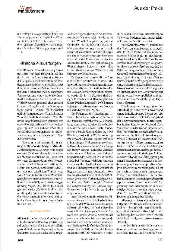 Vorschauseite 4: Klinische und wissenschaftliche Daten zu einem silberhaltigen Silikonschaumverband: ein Überblick