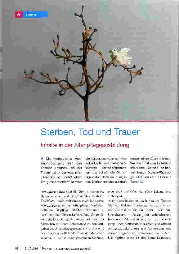 Vorschauseite 1: Sterben, Tod und Trauer